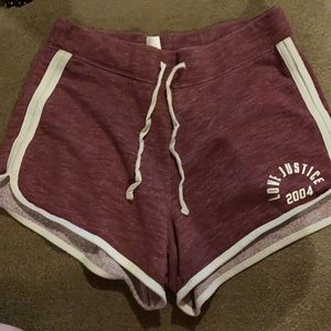burgundy sweat shorts